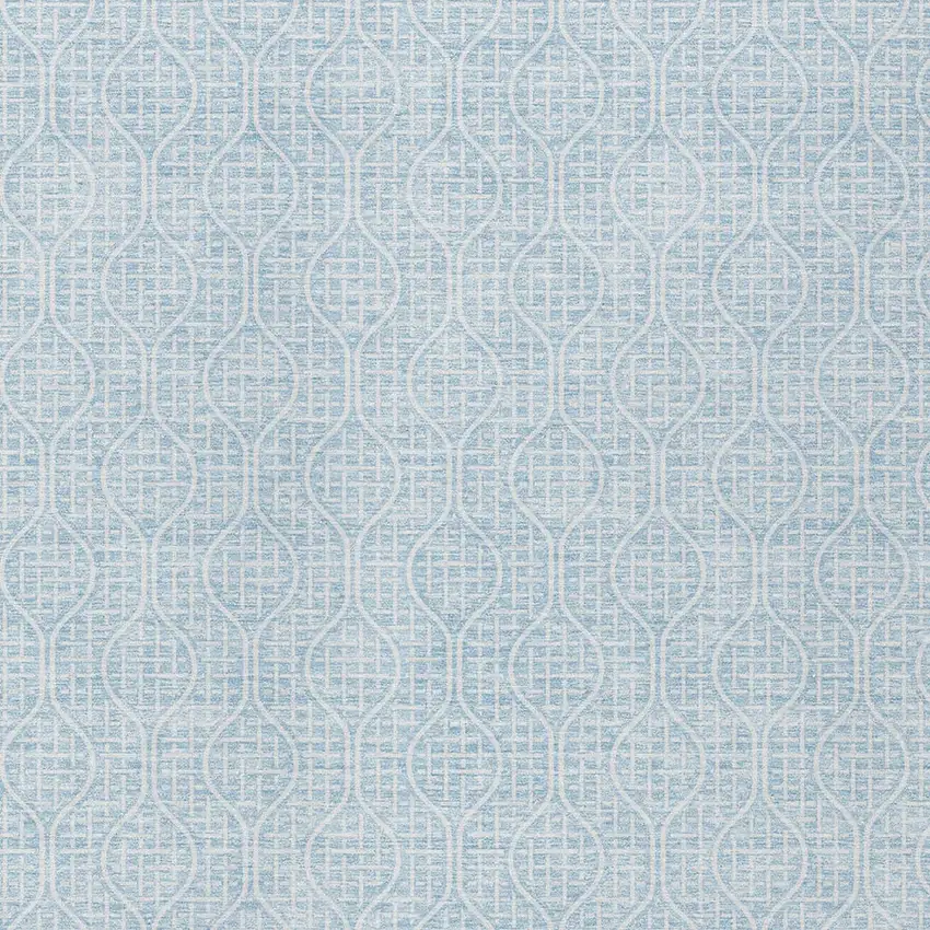 Sky Blue And Ivory Geometric Washable Indoor Outdoor Area Rug Photo 5
