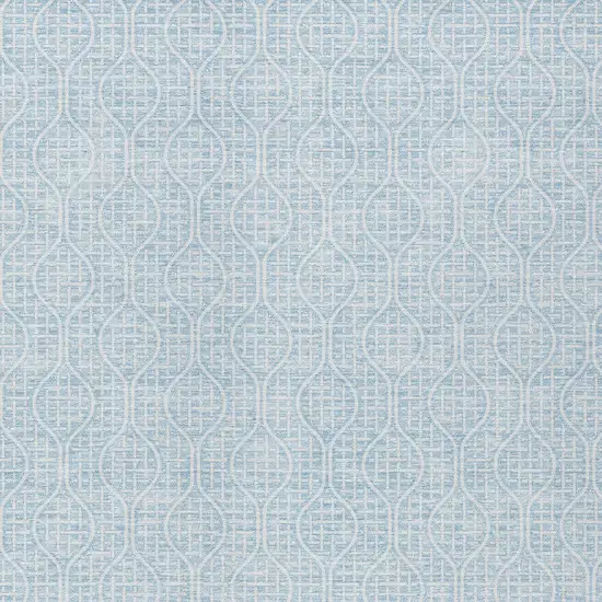 Sky Blue And Ivory Geometric Washable Indoor Outdoor Area Rug Photo 5