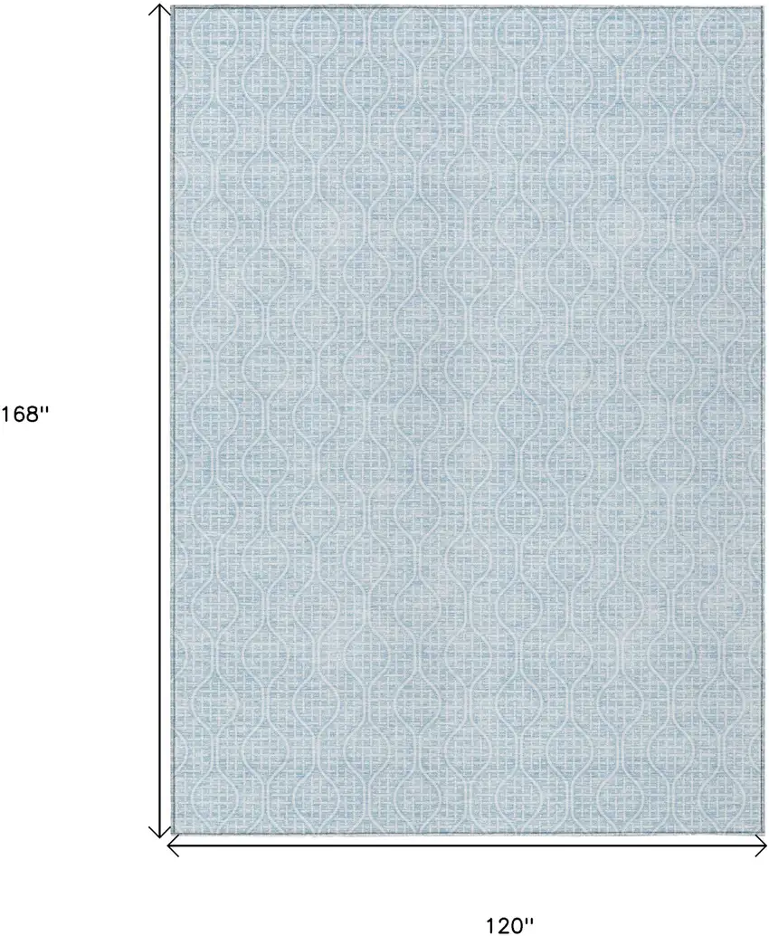 Sky Blue And Ivory Geometric Washable Indoor Outdoor Area Rug Photo 3