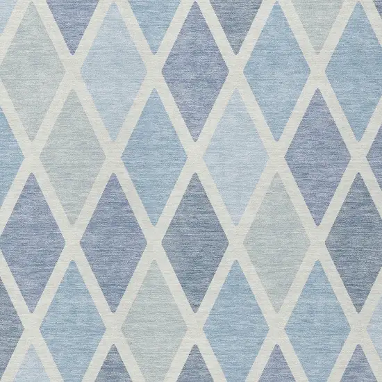 Sky Blue And Ivory Geometric Washable Indoor Outdoor Area Rug Photo 6