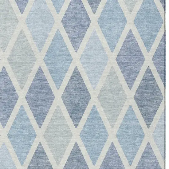 Sky Blue And Ivory Geometric Washable Indoor Outdoor Area Rug Photo 6
