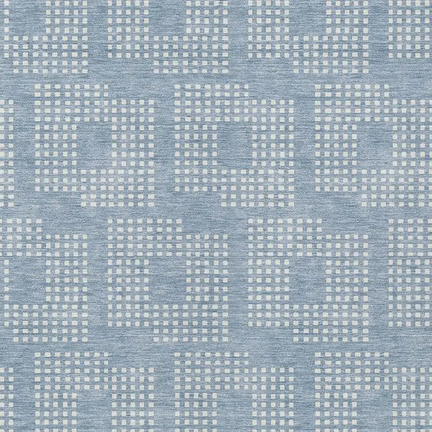 Sky Blue And Ivory Geometric Washable Indoor Outdoor Area Rug Photo 6