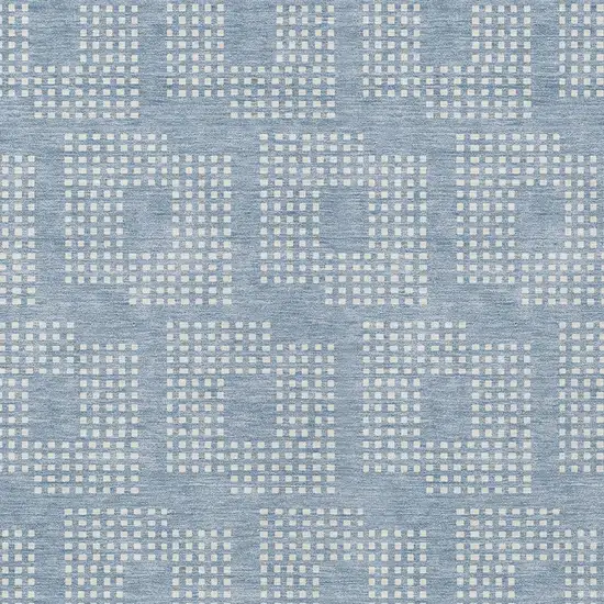 Sky Blue And Ivory Geometric Washable Indoor Outdoor Area Rug Photo 6