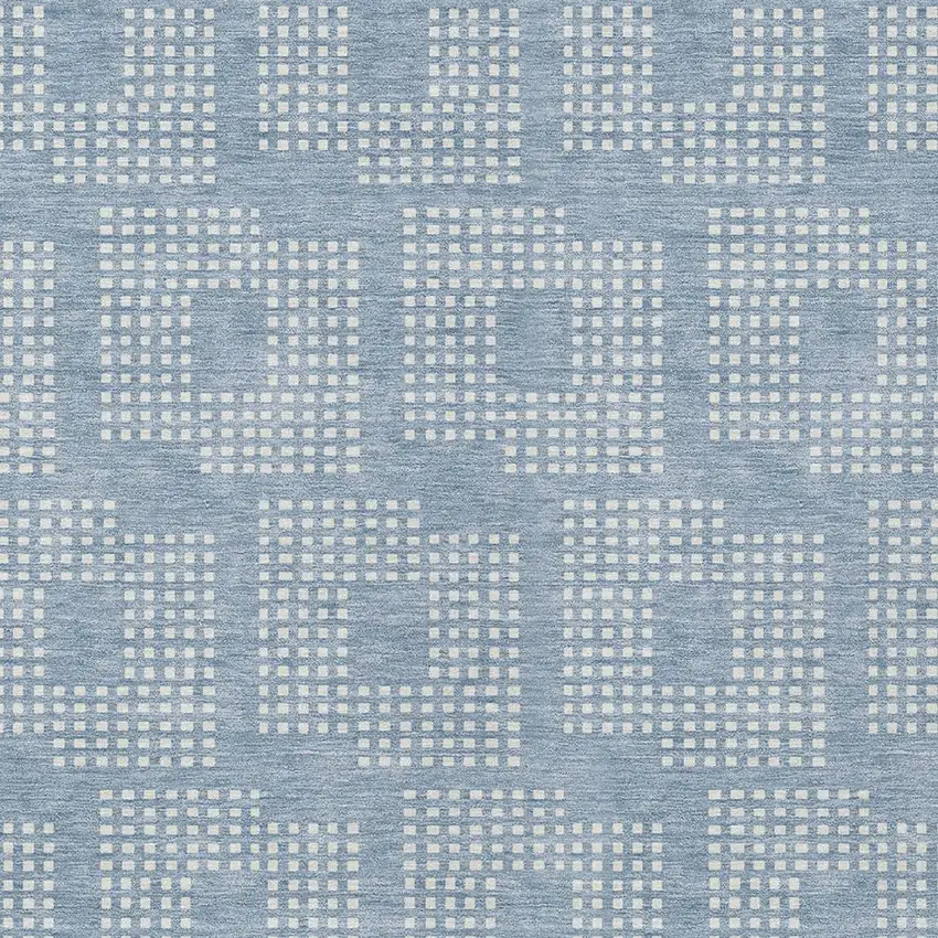 Sky Blue And Ivory Geometric Washable Indoor Outdoor Area Rug Photo 6