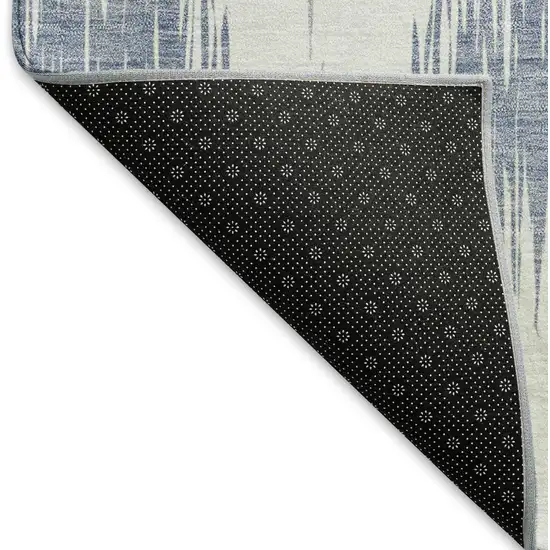 Sky Blue And Ivory Ikat Washable Area Rug With UV Protection Photo 7