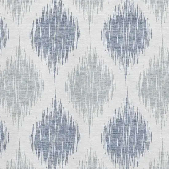 Sky Blue And Ivory Ikat Washable Area Rug With UV Protection Photo 3