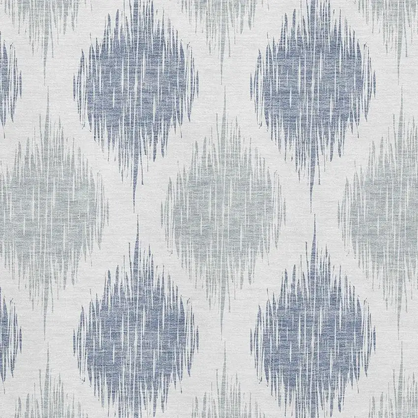 Sky Blue And Ivory Ikat Washable Area Rug With UV Protection Photo 3