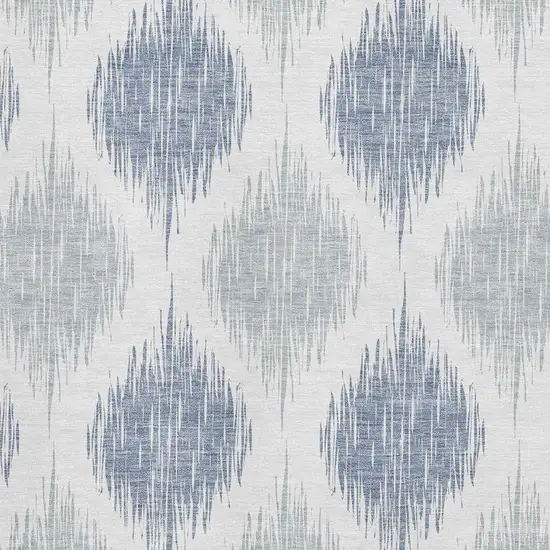 Sky Blue And Ivory Ikat Washable Area Rug With UV Protection Photo 3
