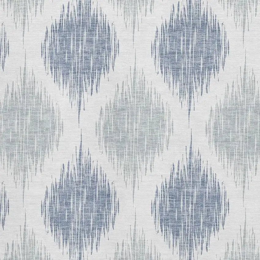Sky Blue And Ivory Ikat Washable Area Rug With UV Protection Photo 3