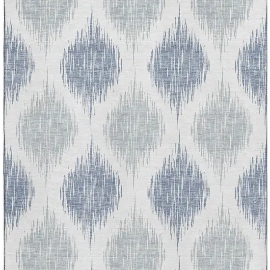 Sky Blue And Ivory Ikat Washable Area Rug With UV Protection Photo 4
