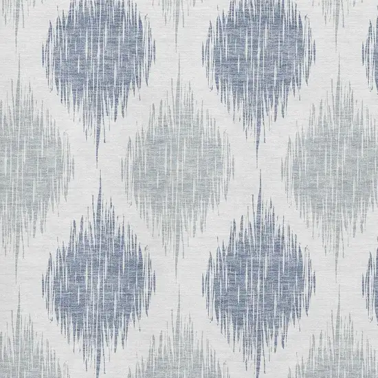Sky Blue And Ivory Ikat Washable Area Rug With UV Protection Photo 3