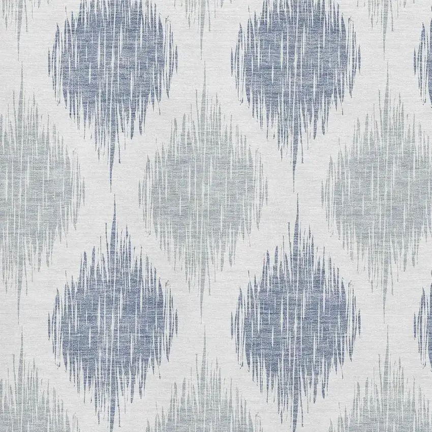 Sky Blue And Ivory Ikat Washable Area Rug With UV Protection Photo 3
