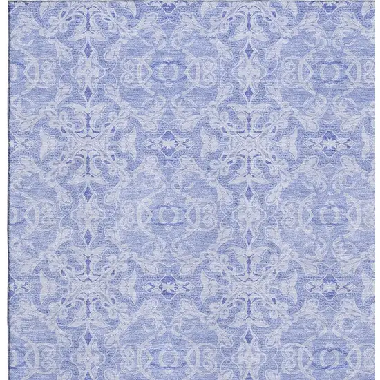 Sky Blue And Ivory Medallion Washable Area Rug With UV Protection Photo 3