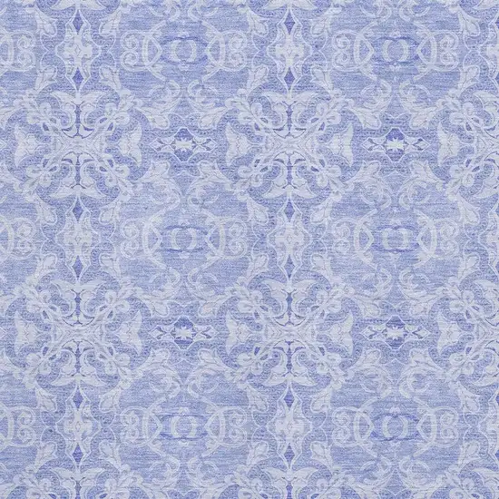 Sky Blue And Ivory Medallion Washable Area Rug With UV Protection Photo 3