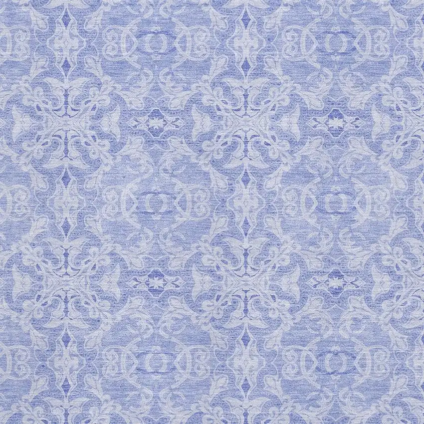 Sky Blue And Ivory Medallion Washable Area Rug With UV Protection Photo 3