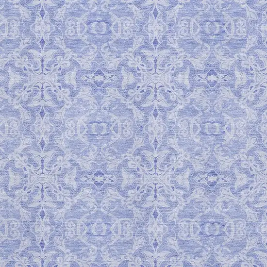 Sky Blue And Ivory Medallion Washable Area Rug With UV Protection Photo 3