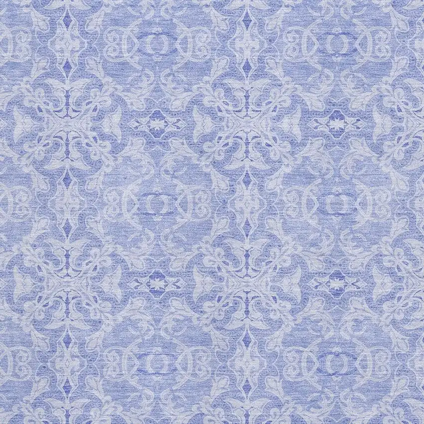 Sky Blue And Ivory Medallion Washable Area Rug With UV Protection Photo 3