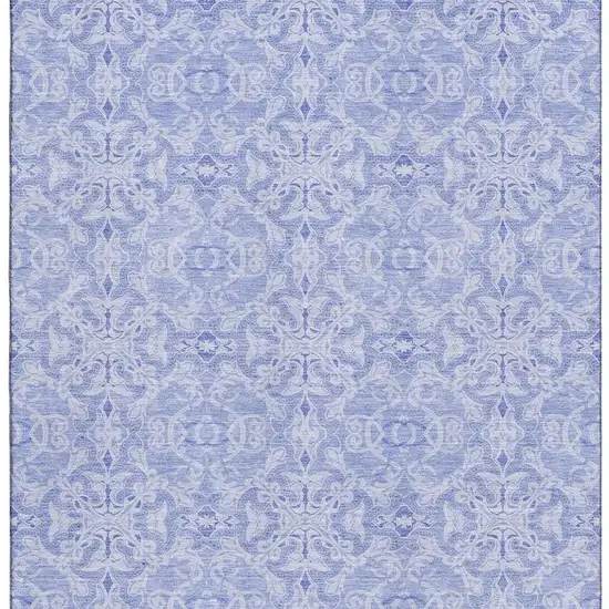 Sky Blue And Ivory Medallion Washable Area Rug With UV Protection Photo 4