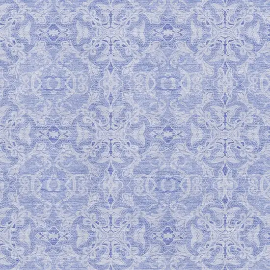 Sky Blue And Ivory Medallion Washable Area Rug With UV Protection Photo 3
