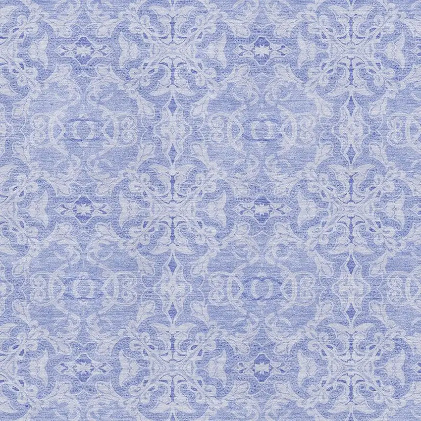 Sky Blue And Ivory Medallion Washable Area Rug With UV Protection Photo 3