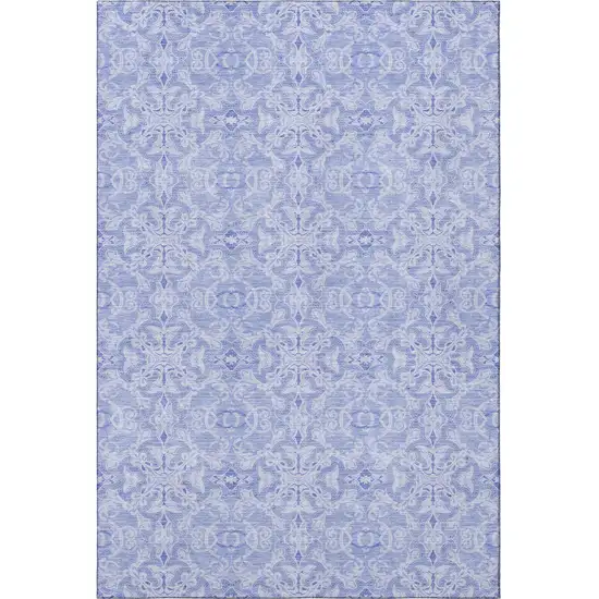 Sky Blue And Ivory Medallion Washable Area Rug With UV Protection Photo 4