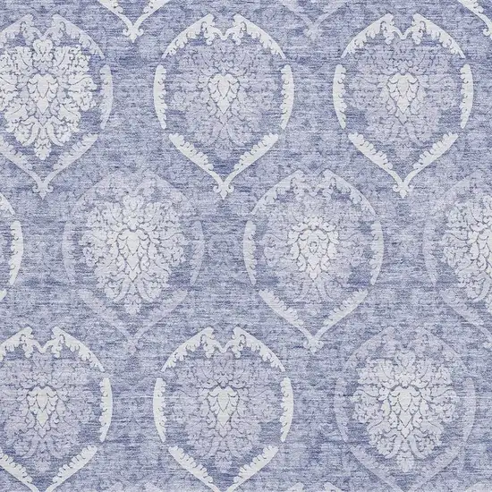 Sky Blue And Ivory Medallion Washable Area Rug With UV Protection Photo 3