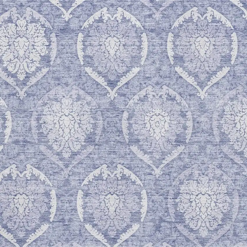 Sky Blue And Ivory Medallion Washable Area Rug With UV Protection Photo 3