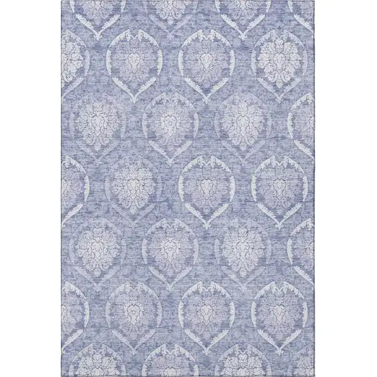 Sky Blue And Ivory Medallion Washable Area Rug With UV Protection Photo 4