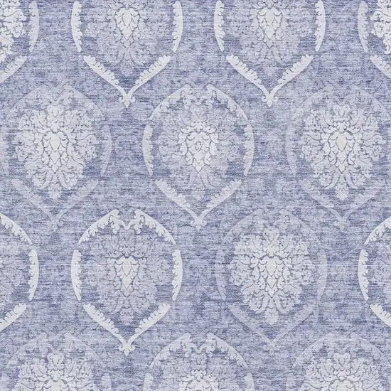 Sky Blue And Ivory Medallion Washable Area Rug With UV Protection Photo 3