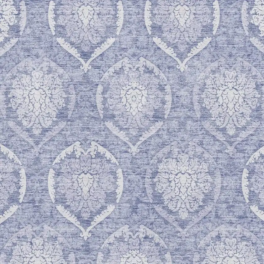 Sky Blue And Ivory Medallion Washable Area Rug With UV Protection Photo 3