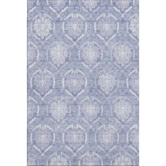 Sky Blue And Ivory Medallion Washable Area Rug With UV Protection Photo 1