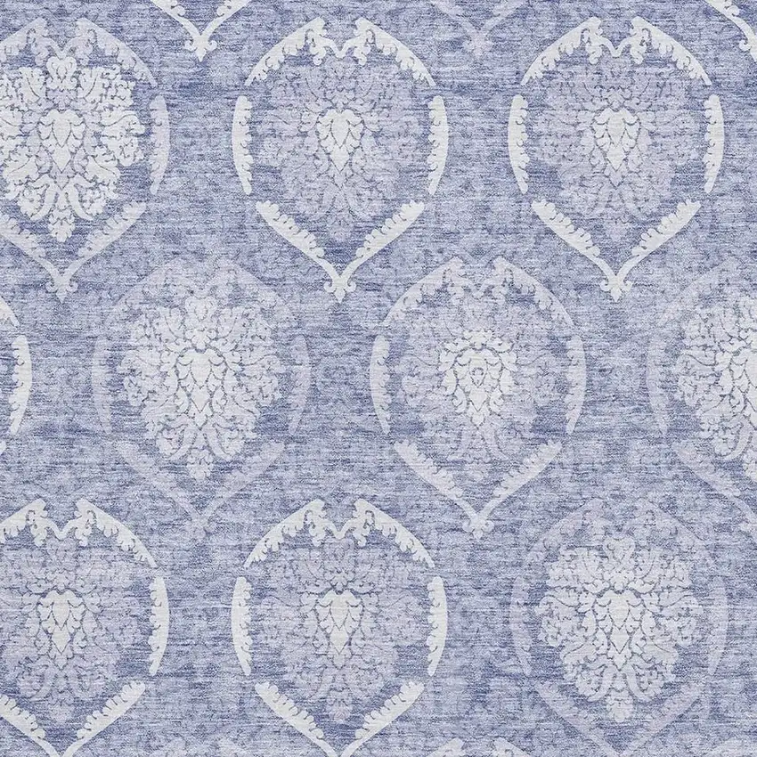 Sky Blue And Ivory Medallion Washable Area Rug With UV Protection Photo 3