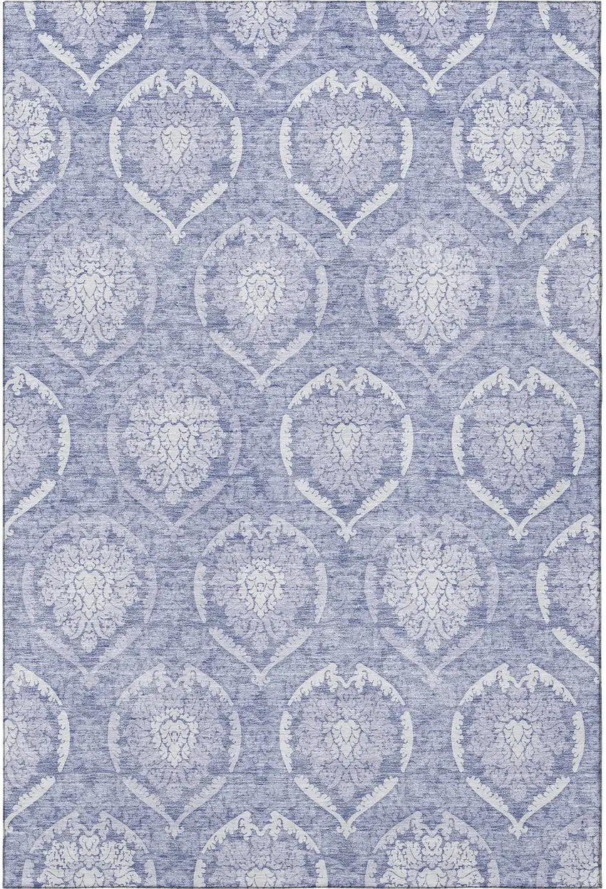 Sky Blue And Ivory Medallion Washable Area Rug With UV Protection Photo 4