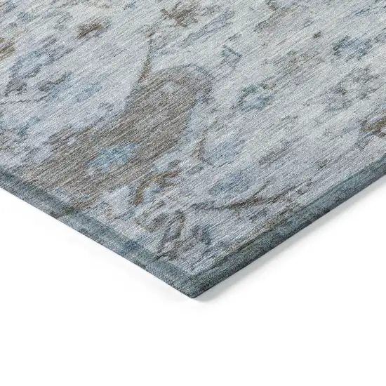 Sky Blue And Ivory Medallion Washable Indoor Outdoor Area Rug Photo 7