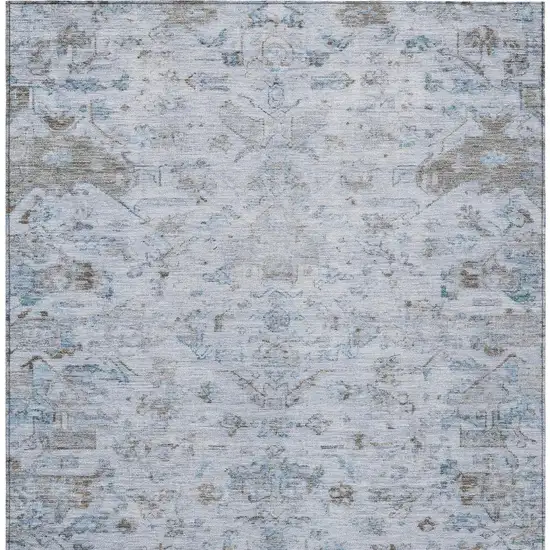 Sky Blue And Ivory Medallion Washable Indoor Outdoor Area Rug Photo 4
