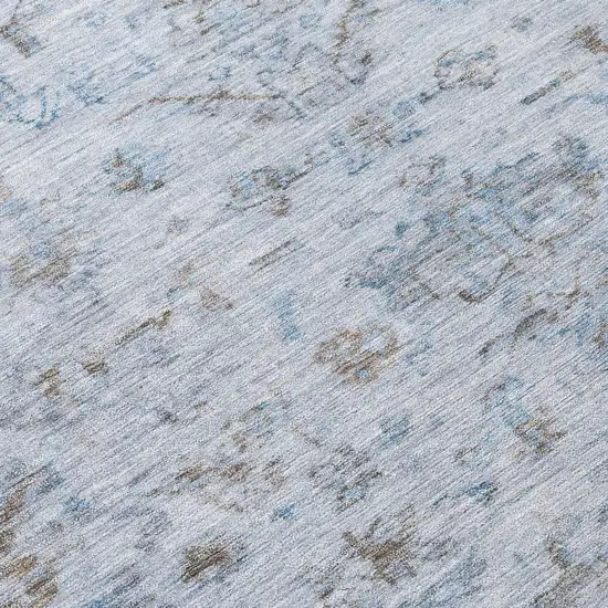 Sky Blue And Ivory Medallion Washable Indoor Outdoor Area Rug Photo 7