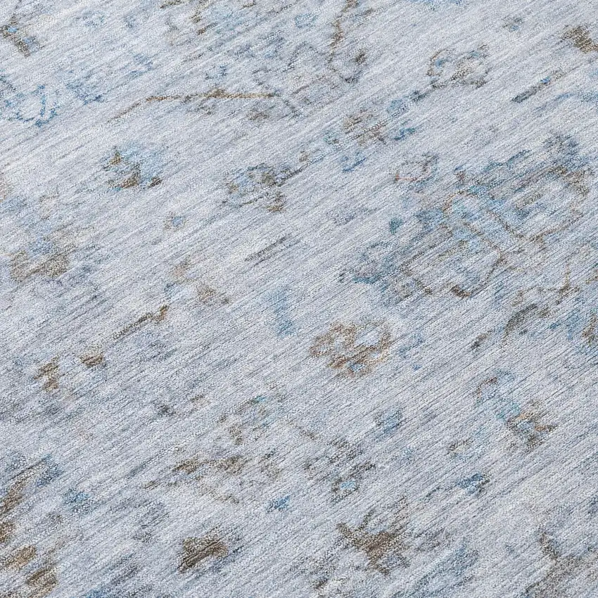 Sky Blue And Ivory Medallion Washable Indoor Outdoor Area Rug Photo 7