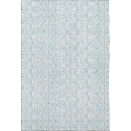 Sky Blue And Ivory Ogee Washable Area Rug With UV Protection Photo 2