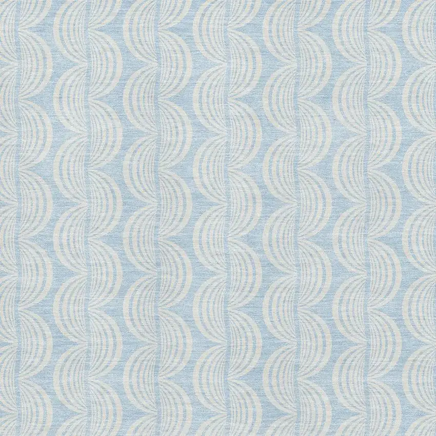 Sky Blue And Ivory Ogee Washable Area Rug With UV Protection Photo 2