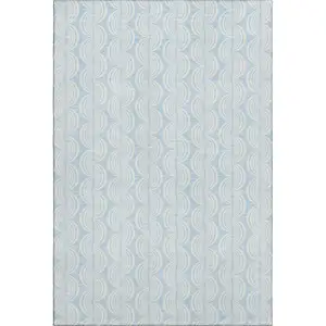 Photo of Sky Blue And Ivory Ogee Washable Area Rug With UV Protection