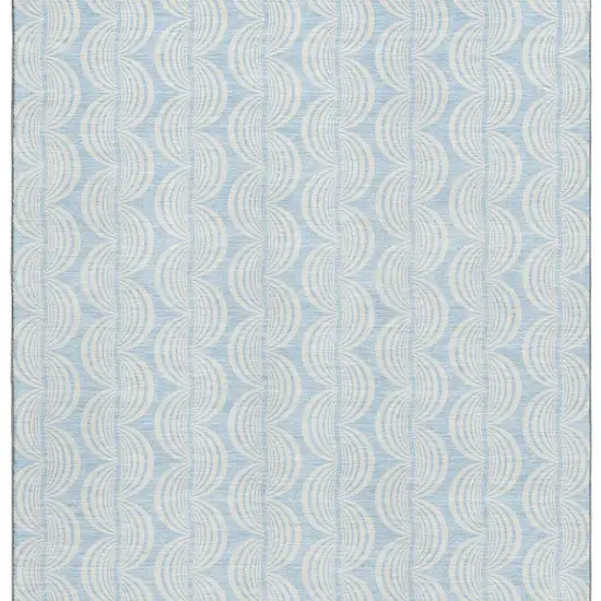 Sky Blue And Ivory Ogee Washable Area Rug With UV Protection Photo 3