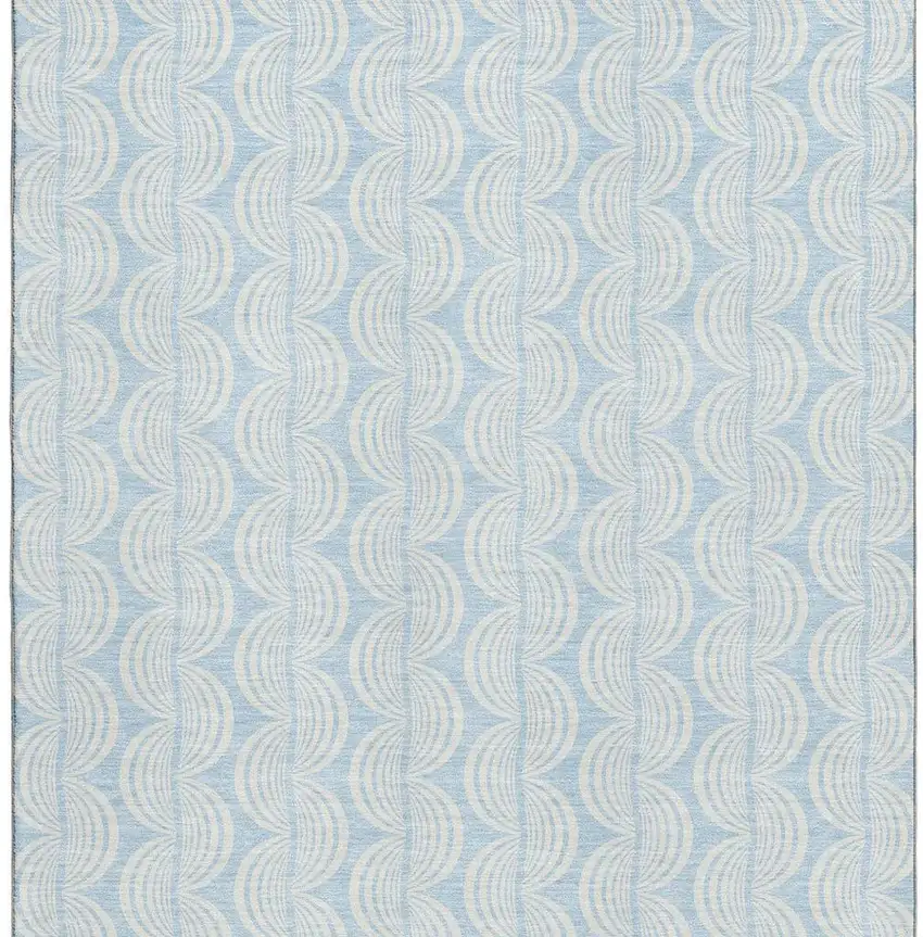 Sky Blue And Ivory Ogee Washable Area Rug With UV Protection Photo 3