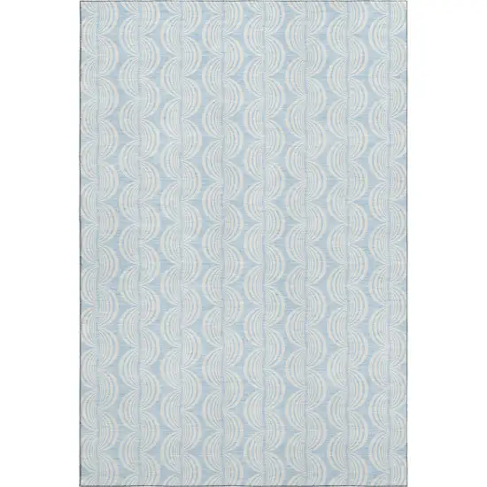 Sky Blue And Ivory Ogee Washable Area Rug With UV Protection Photo 1