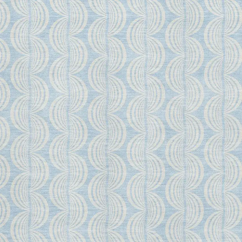 Sky Blue And Ivory Ogee Washable Area Rug With UV Protection Photo 2