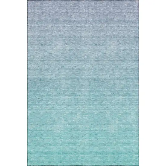 Sky Blue And Ivory Ombre Washable Area Rug With UV Protection Photo 1
