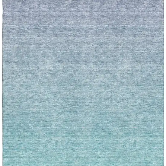 Sky Blue And Ivory Ombre Washable Area Rug With UV Protection Photo 4