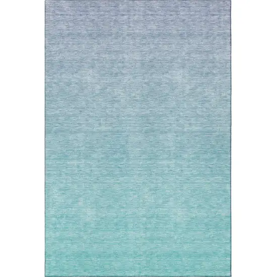 Sky Blue And Ivory Ombre Washable Area Rug With UV Protection Photo 4