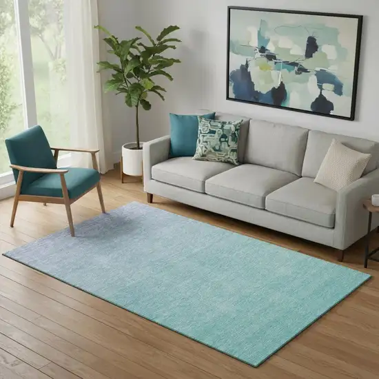 Sky Blue And Ivory Ombre Washable Area Rug With UV Protection Photo 1