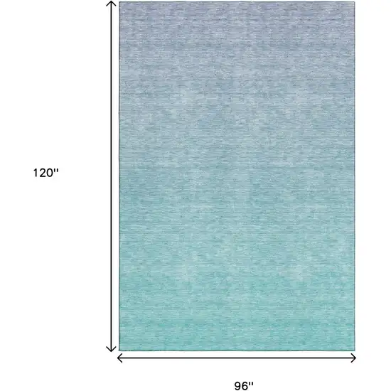Sky Blue And Ivory Ombre Washable Area Rug With UV Protection Photo 3