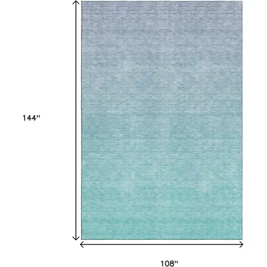 Sky Blue And Ivory Ombre Washable Area Rug With UV Protection Photo 3